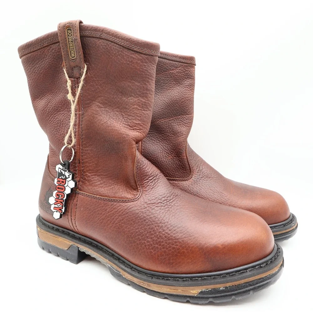 Rocky IronClad 5685 Pull-On Boots Mens 13M Brown Leather Waterproof New